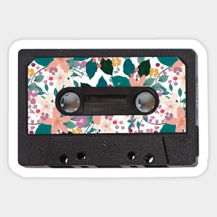 80s Mix tape cassette retro Tropical Flowers Sticker